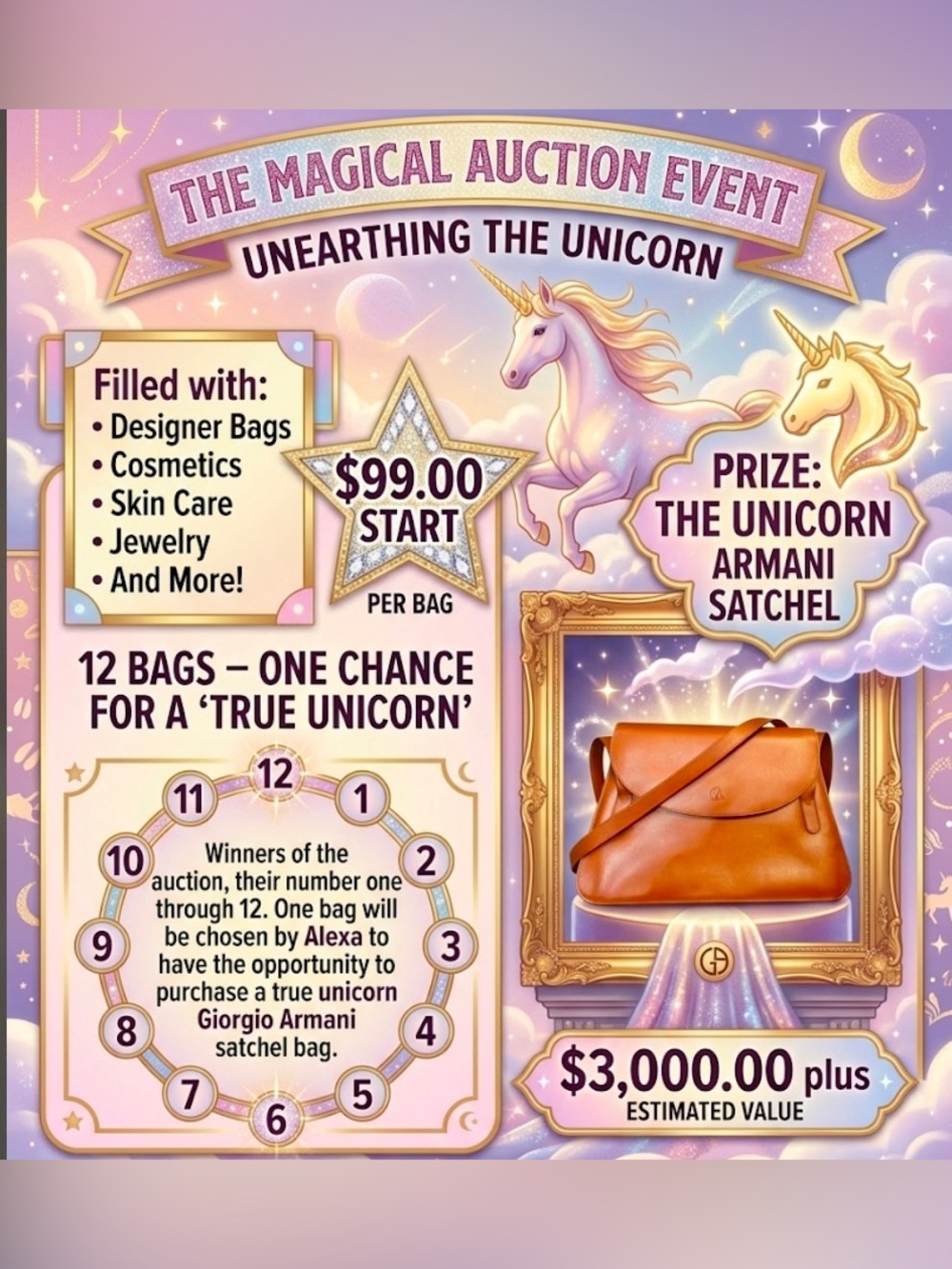 The Magical Auction Event - Georgio Armani Unicorn Satchel $5 Opportunity